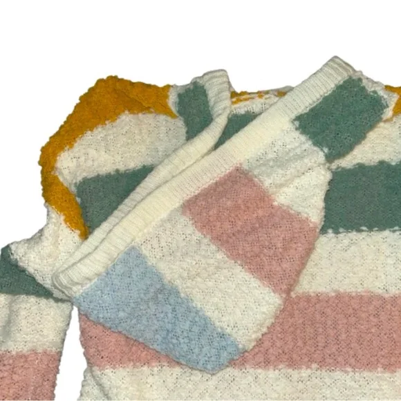 Jolie & Joy Girls Size Large (14) Pullover Hooded Popcorn Striped Sweater - Picture 7 of 8